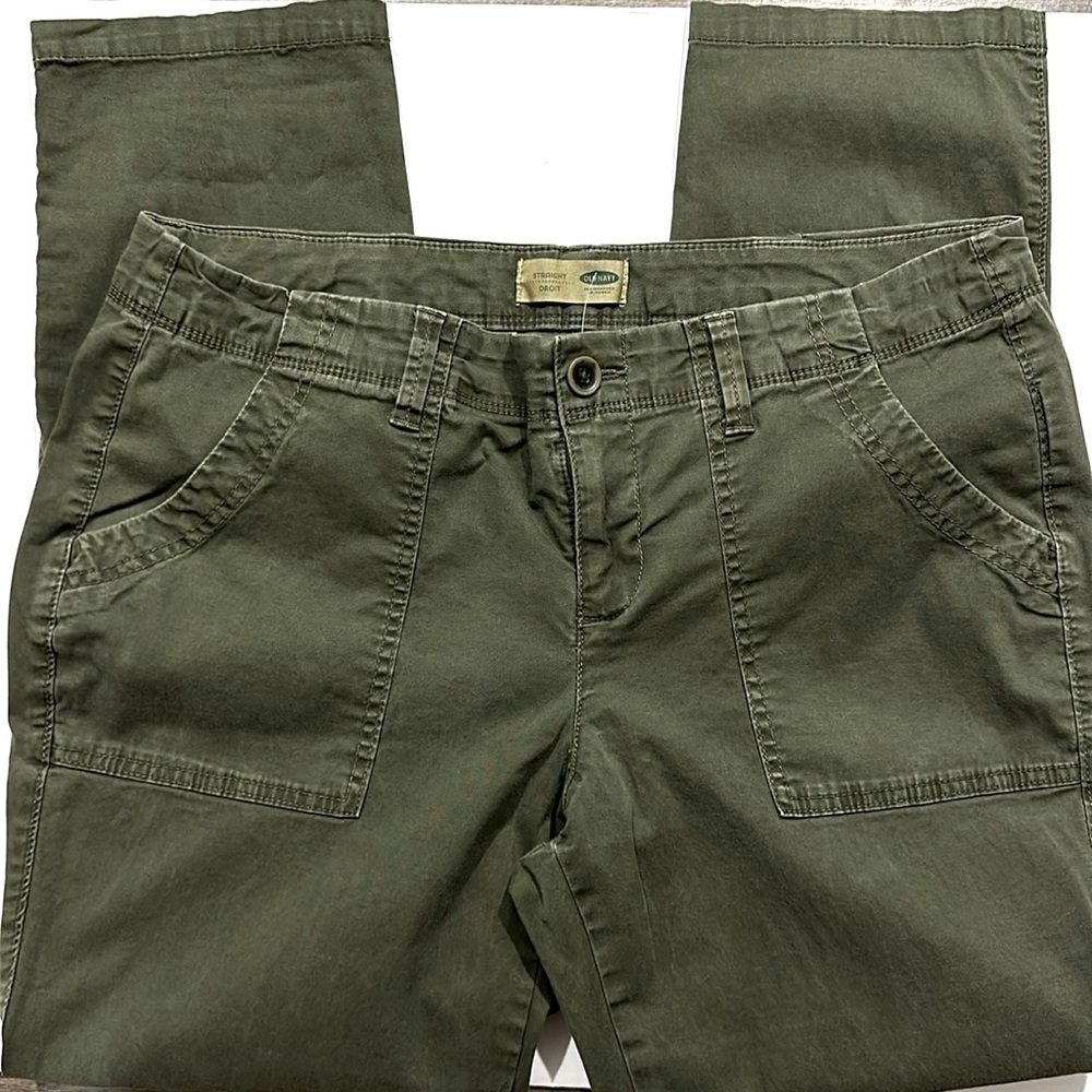 Old Navy Olive Green straight leg Chino pants size 10 short - Picture 2 of 9